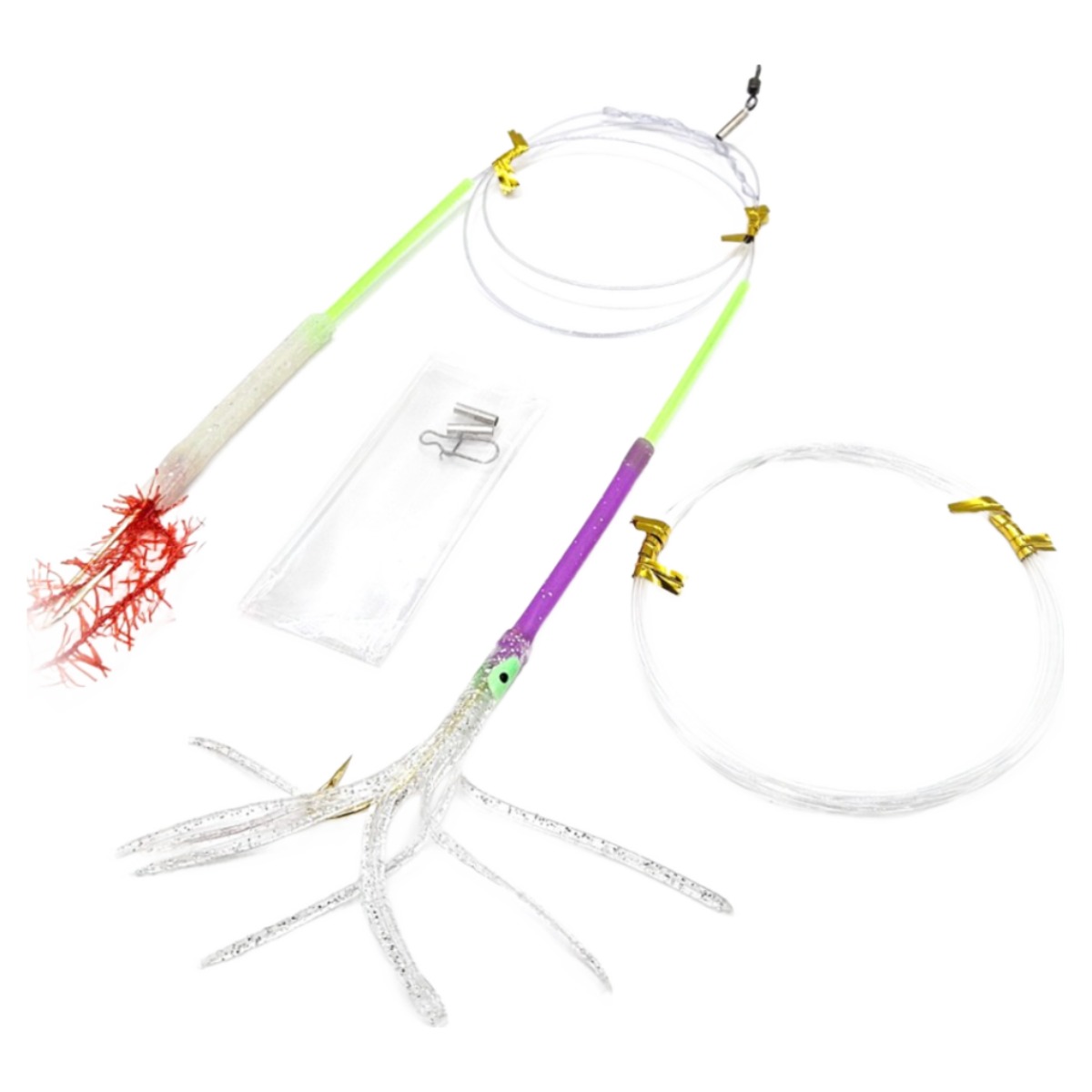 UST 텐빈용 쌍바늘 채비 갈치 아가미모양 야광 틴셀 꼴뚜기 2개입, 1개, 2개입 4,400원