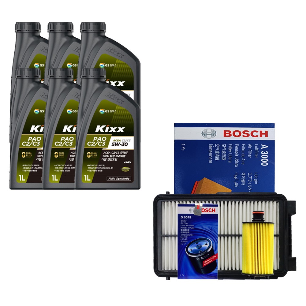 뉴스타일 코란도C 2.2 디젤 킥스 PAO C2/C3 5W30(6L)/SP 엔진오일세트 0075-3000 62,600원