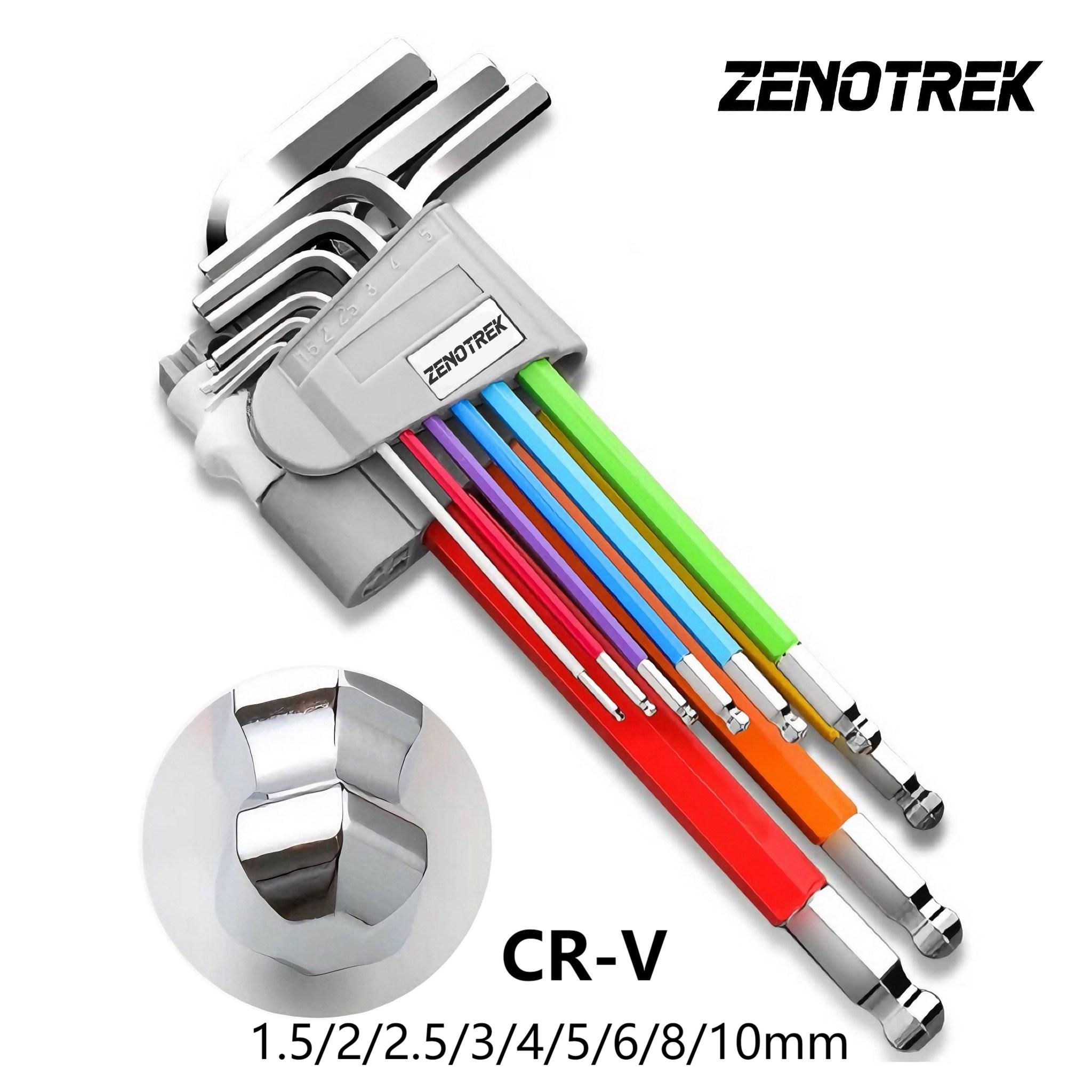 제노트렉 다용도 프리미엄 크롬바나듐 스틸 논슬립 레인보우 컬러 육각 렌치 육각볼 헤드 M 9종 세트 9,800원
