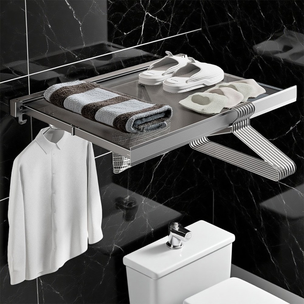 Jeernare 접이식 무타공선반 슬라이드 욕실 벽선반 건조대 화장실 수건걸이 다용도 선반 21,800원