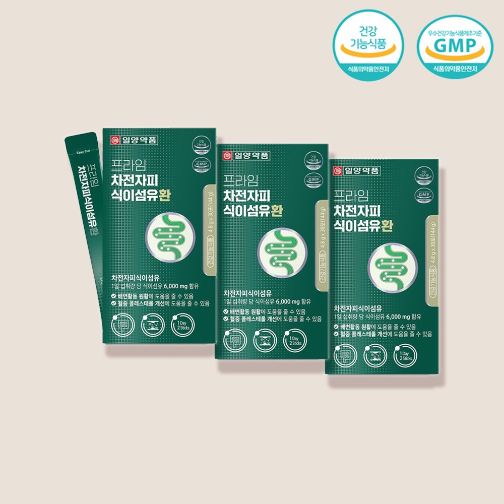 일양약품 프라임 차전자피 식이섬유 환 배변활동원활 콜레스테롤개선 도움, 4.8g, 90개 50,000원