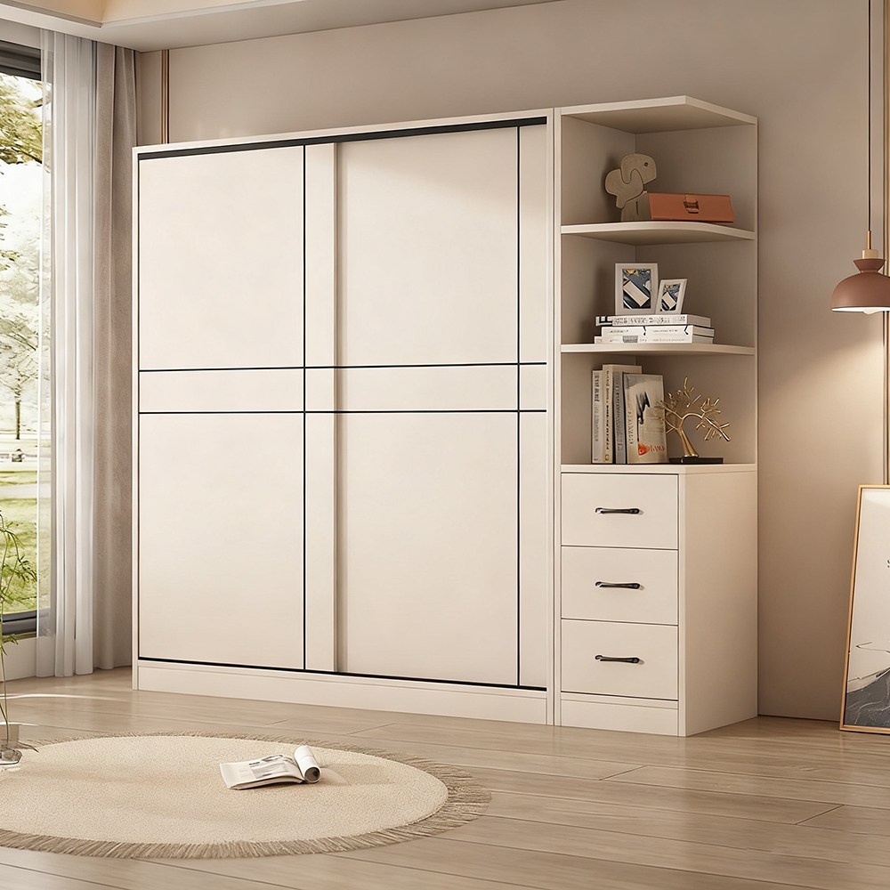 슬라이딩 조립식 미닫이 장농 안방 드레스룸 옷장 수납장 학생 가정용, 회색 412,000원