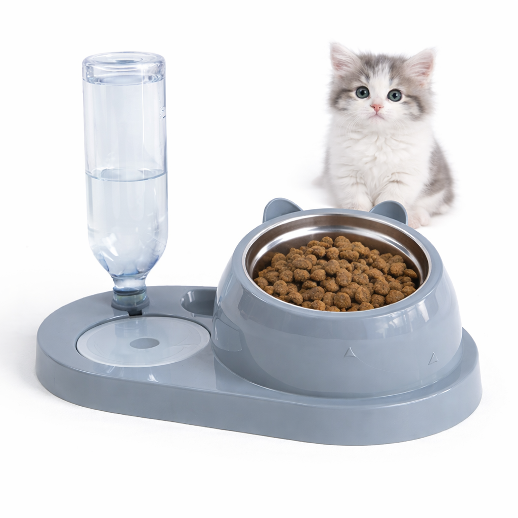 사이드비 강아지 고양이 급식기 급수기 스텐 올인원 세트, 1개, 그레이 22,900원