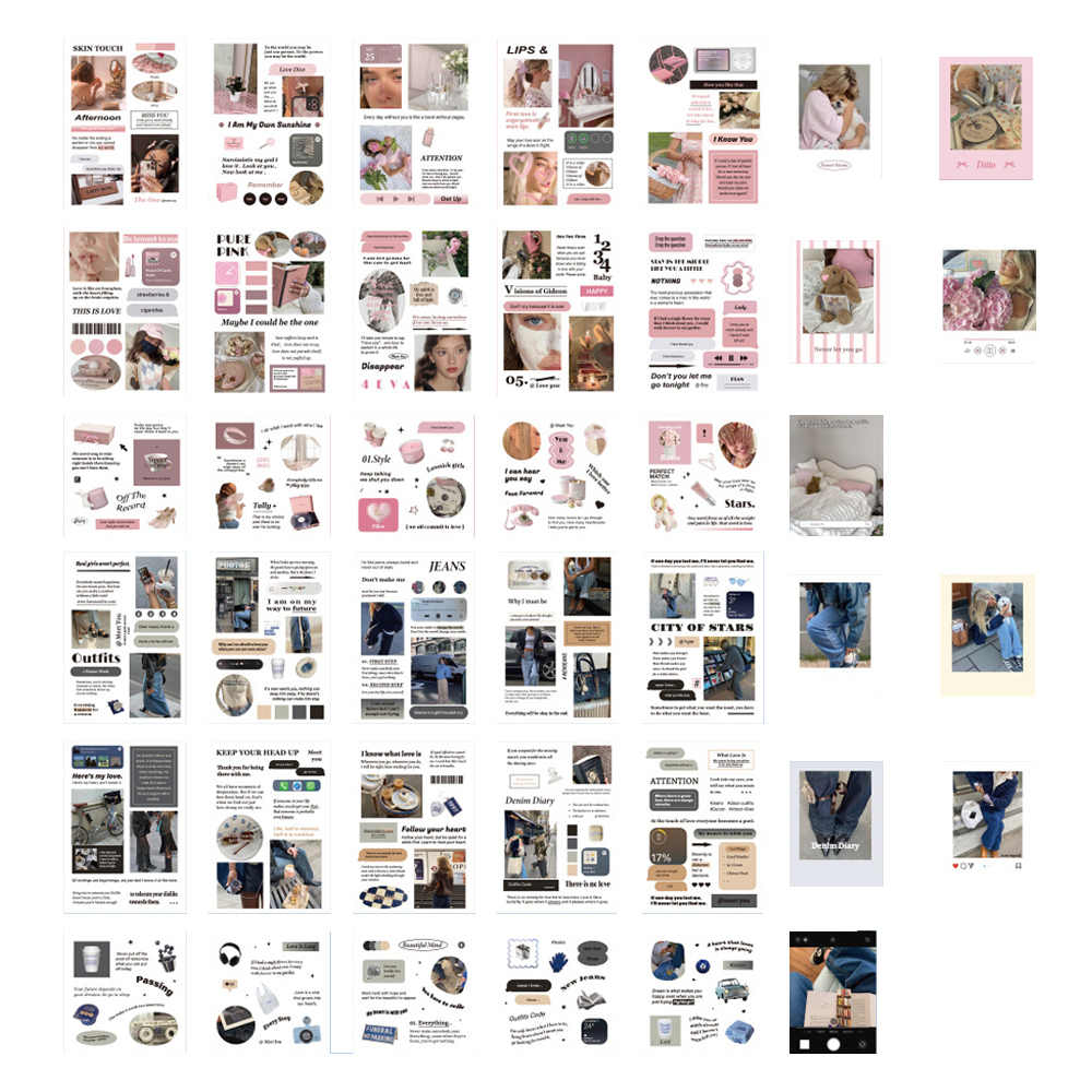 올리브파티 홀리데이컬렉션 시리즈 포토 감성 다꾸 빈티지 스티커 핑크 20p + 블루 20p 세트, 핑크, 블루, 1세트 10,500원