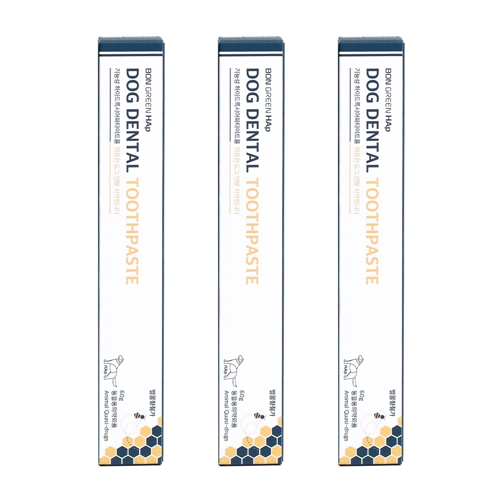 [본그린 HAp 펫 덴탈치약]특허받은 하이드록시아파타이트 재광화, 치석 플라그, 치주균제거, 3개, 60g 43,000원