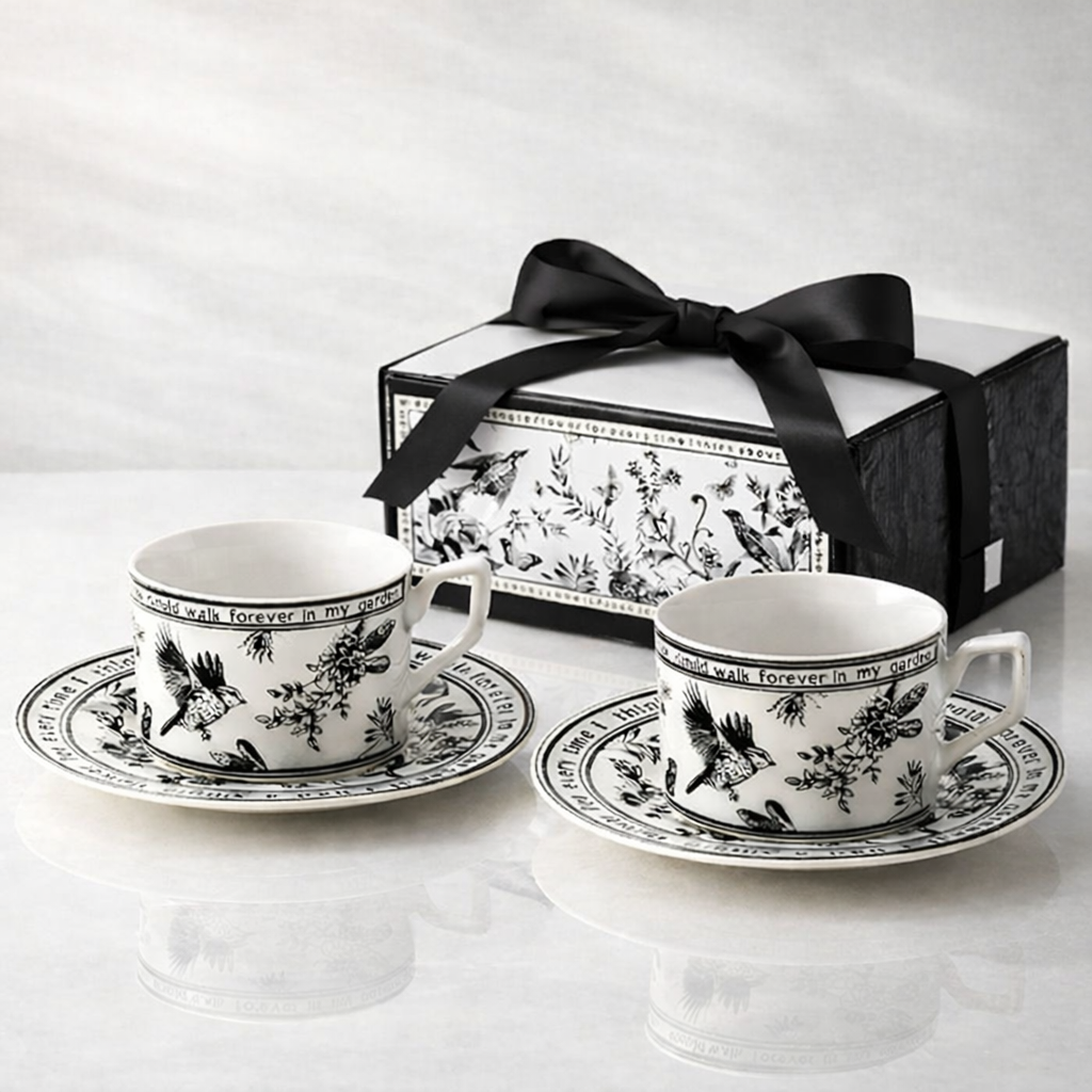 메블르 가든 도자기 커피잔 세트 210ml 컵+받침+선물박스 포장 2개, 가든, 2세트 19,800원