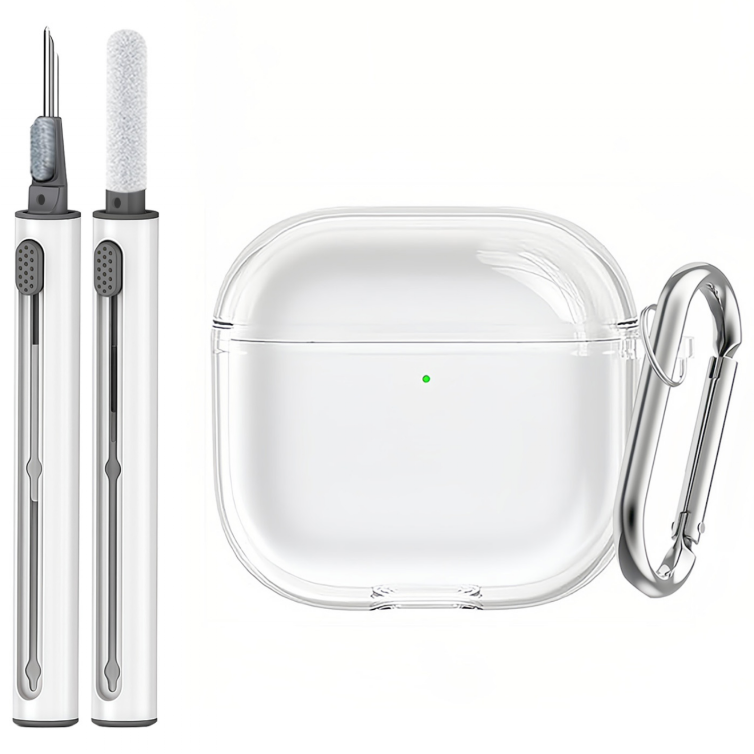 Seefer 에어팟 투명 TPU 케이스 변색방지 방수 내구성 보호 케이스 방진 스크래치 방지 내마모 에어팟 기본형 프로용 카라비너 세트 2in1 에어팟 청소 키트 7,110원