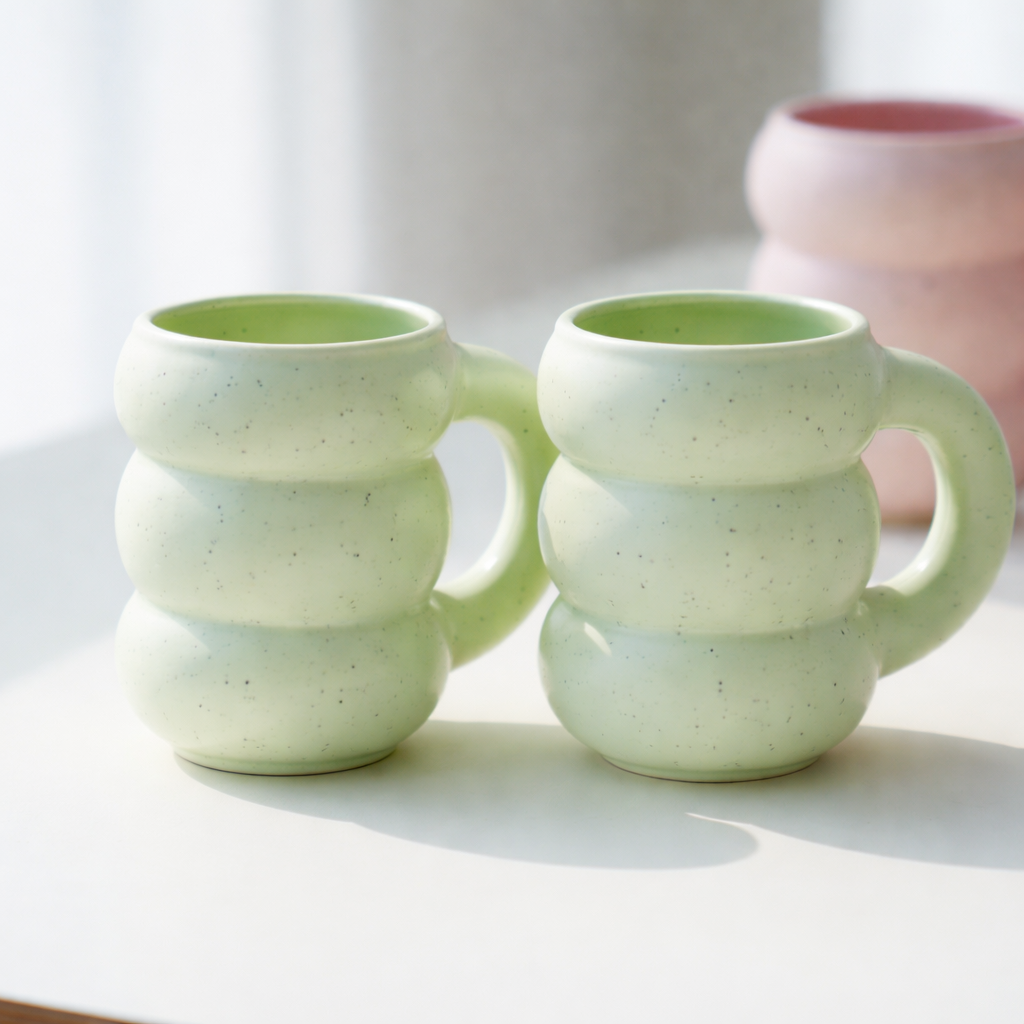 코시나보니따 뚱뚱 도자기 머그컵 300ml, 2개, 그린 10,500원