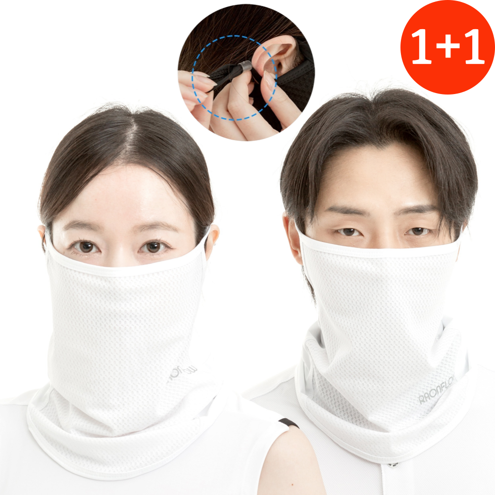 라온플로우 골프 자외선 차단 마스크 1+1 스포츠 얼굴 햇빛가리개, 화이트+화이트 16,600원