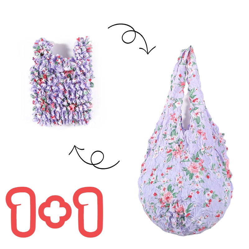 [깡앤총] 쭉쭉 늘어나는 요술 주름 장바구니 시장가방 1+1, 퍼플, 2개 11,900원