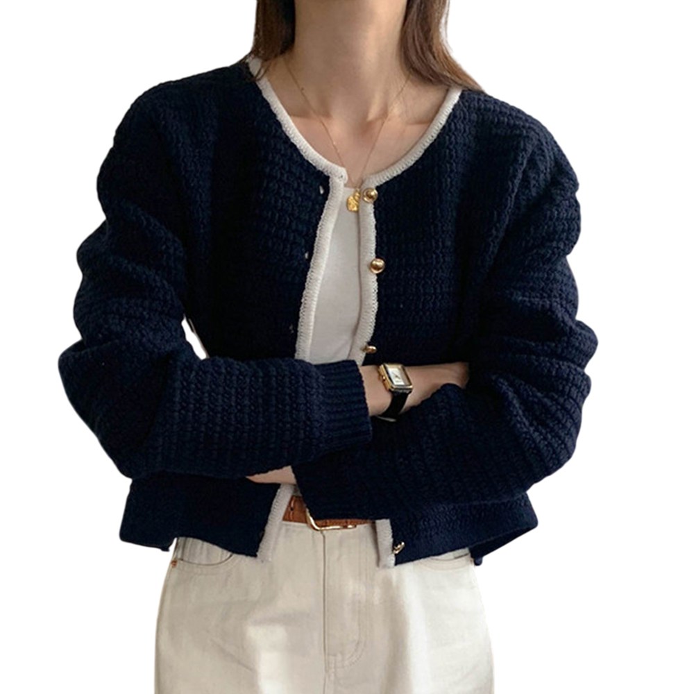 보씨엘 여성 니트 가디건 스웨터 긴팔 숏 아우터 와플 라운드넥 가을 겨울 44,000원