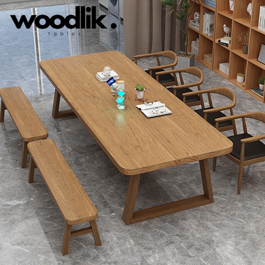 WOODLIK 카페 테이블 통원목 거실 식탁 사무실 회의 책상 488,000원