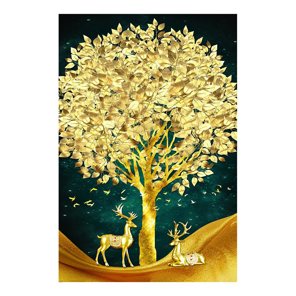 황금 돈나무 재물운 부자 되는 그림 행운 풍수 인테리어 캔버스 액자 모음, 15.황금나무와 사슴 155,000원