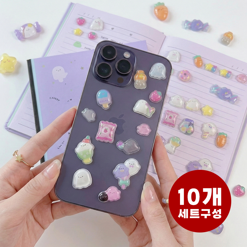 라이프엔라이크 폰꾸 다꾸 스티커 귀여운 캐릭터 데코 다이어리 꾸미기 3D 입체 스티커 10종 세트, 10개, 혼합색상 4,990원