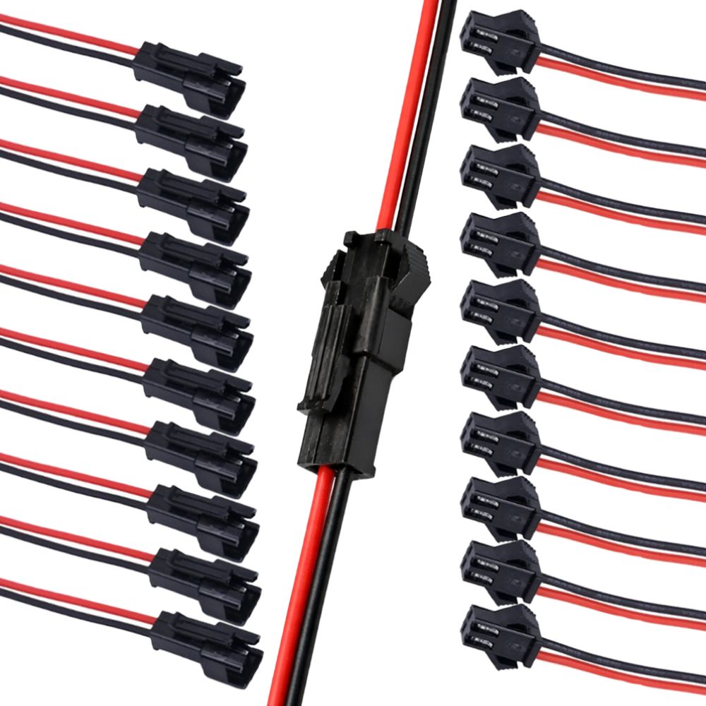 2p 커넥터 케이블 세트 전원 연결 배선 LED RC 배터리 2핀 연장선 DIY 전선, 10세트 9,100원