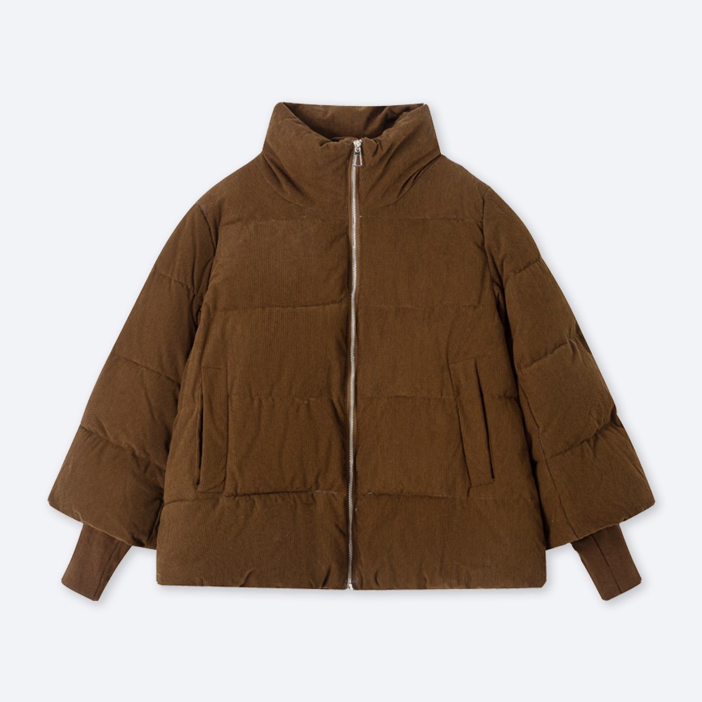 에브리핏 여성용 코듀로이 하이넥 워머 숏패딩 골덴 루즈핏 푸퍼 점퍼 자켓 겨울 데일리 아우터 29,900원