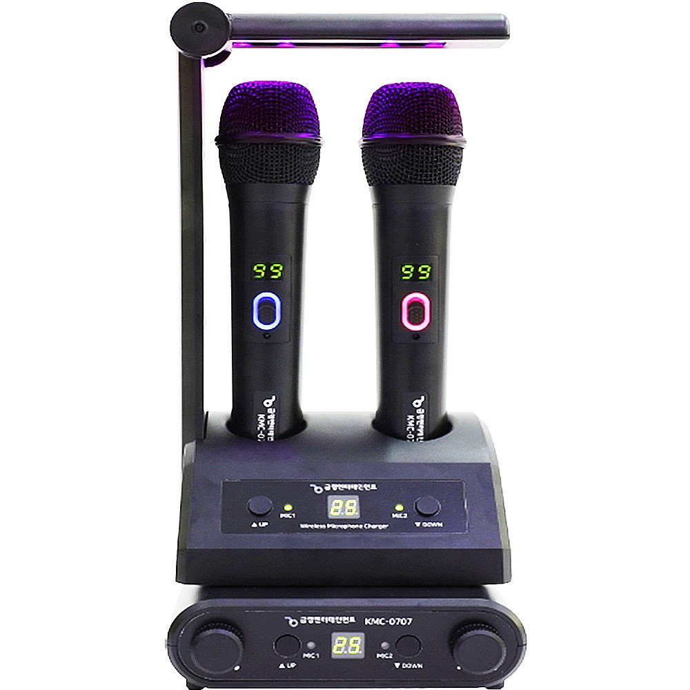 금영 KMC-0707 칸타레 노래방 무선마이크 충전식 2체널 UV LED 살균기능, KYSM 192,500원