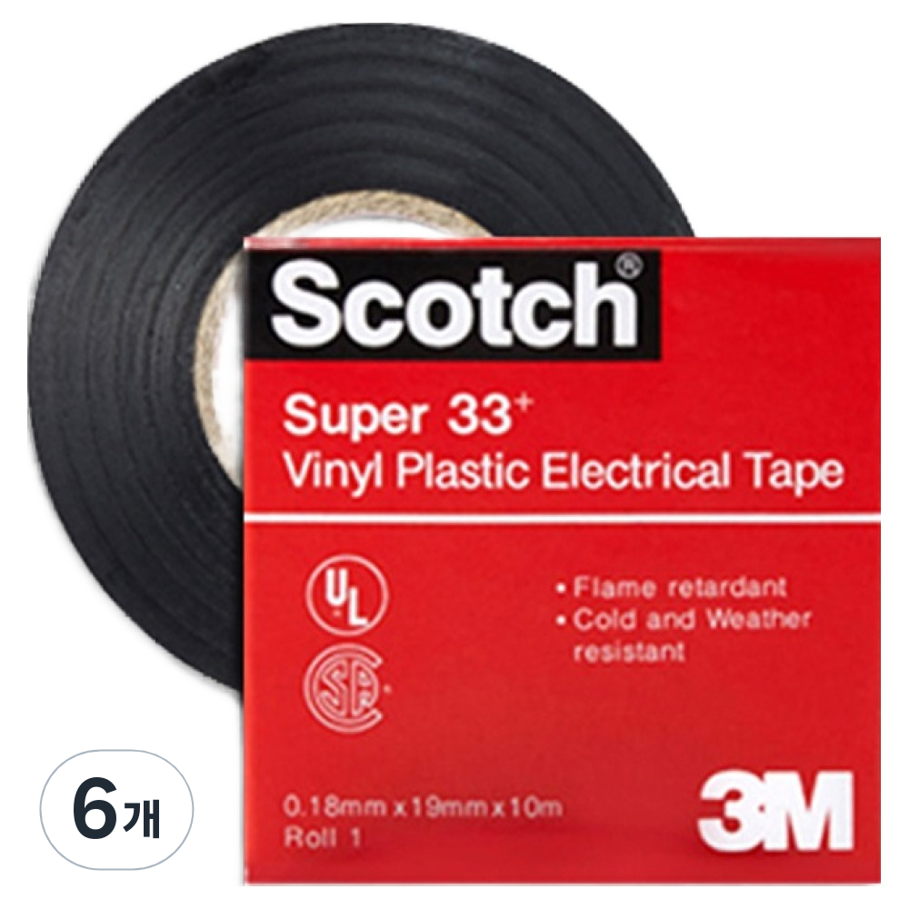 스카치 쓰리엠 슈퍼 33플러스 전기 절연 테이프 블랙 19mm x 10m 16,500원