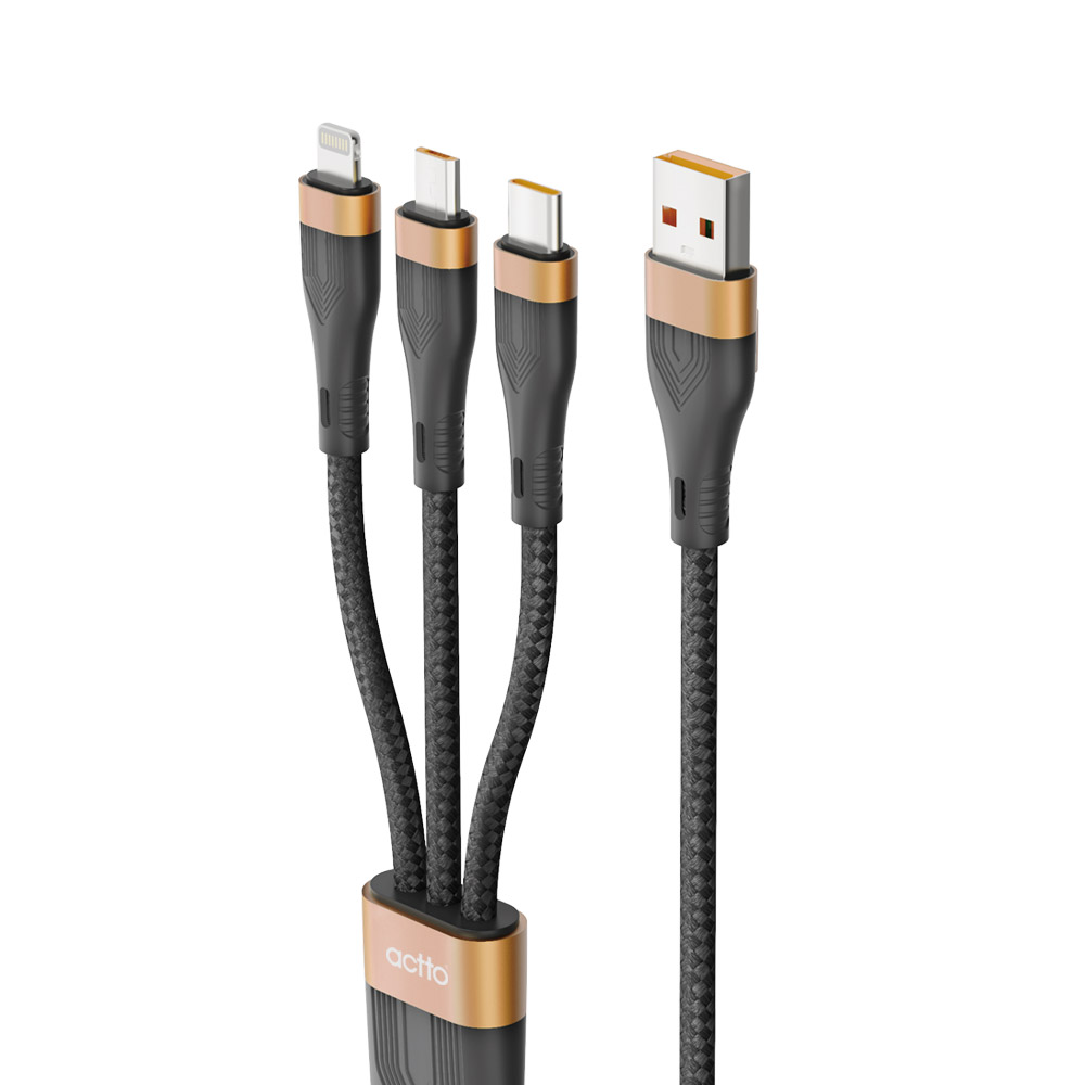 엑토 USB 3in1 C타입 아이폰 5핀 충전 케이블 USB-44, 1.2m, 블랙, 1개 13,500원