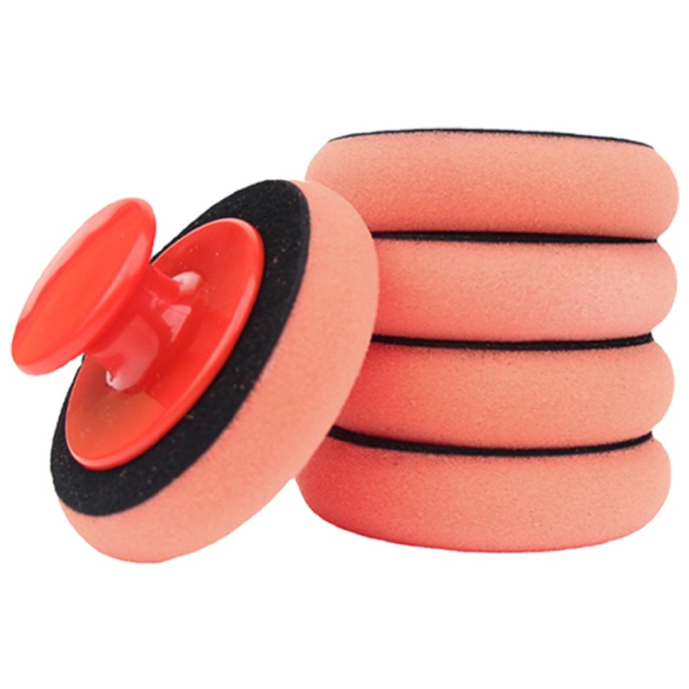차량용 세차 스펀지 왁스 광택 유막제거 버핑 어플 5개 차량관리, 핑크, 1세트 4,800원