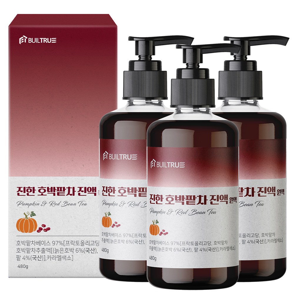 빌트루 진한 호박팥차 원액 진액 식약처인증 액기스 HACCP 국산 액상, 3개, 480g 31,900원
