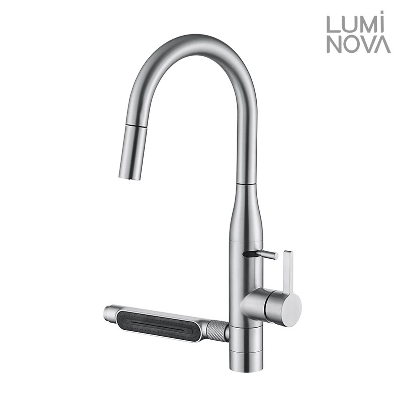 주방 싱크대 수전 폭포수 와이드 물튐방지 5way 루미노바 SA-13000 니켈, 1개 185,000원