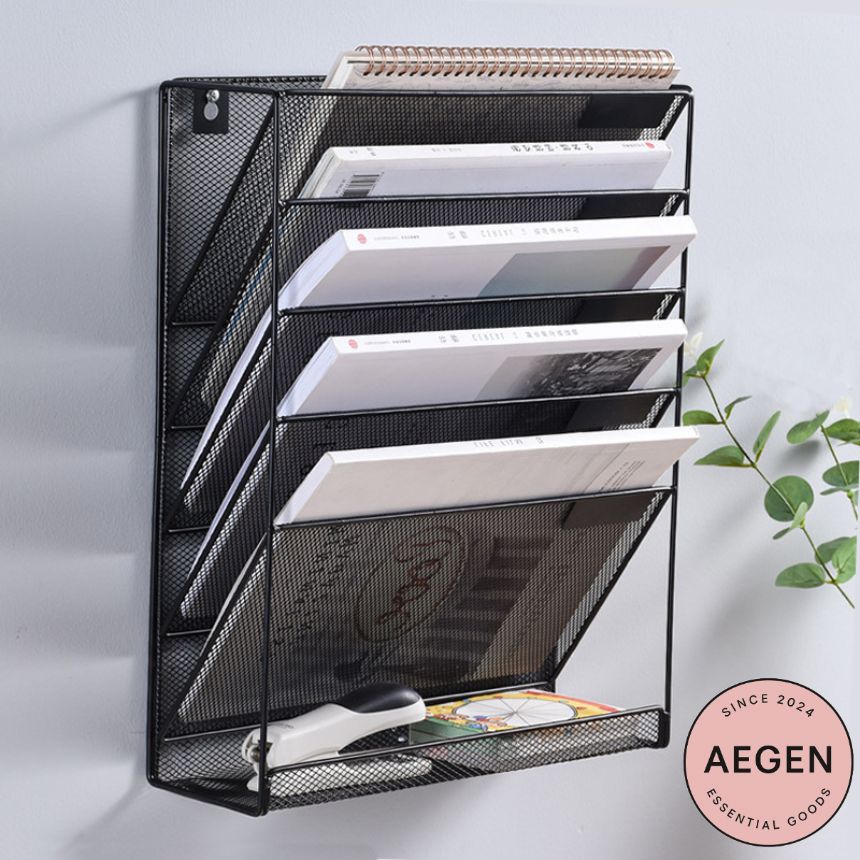 Aegen깔끔한 정리 필수템 5단 파일꽂이, 서류정리함, 미드나잇 블랙 (Midnight Black) 20,000원