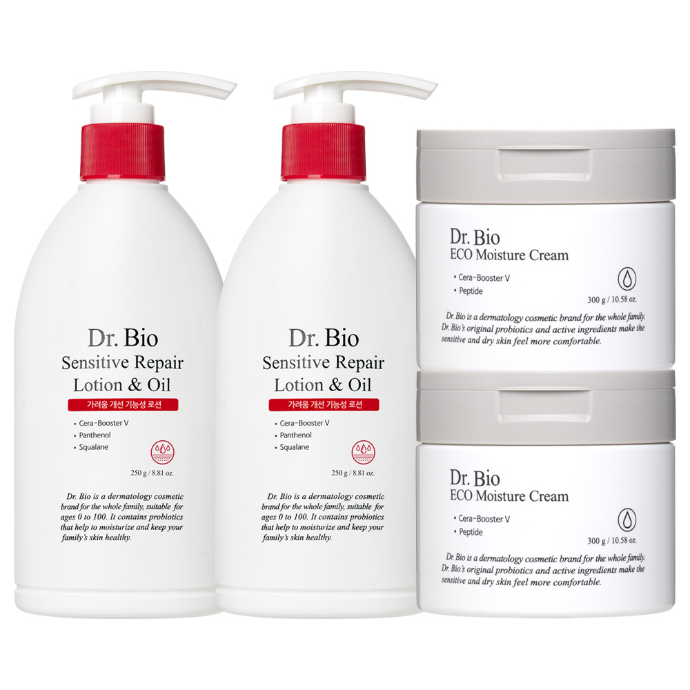 [2+2] 닥터바이오 고보습 아기 민감성 페이스 앤 바디 로션&크림 세트 (센시티브 로션 앤 오일 250g+에코크림 300g), 1개 74,000원