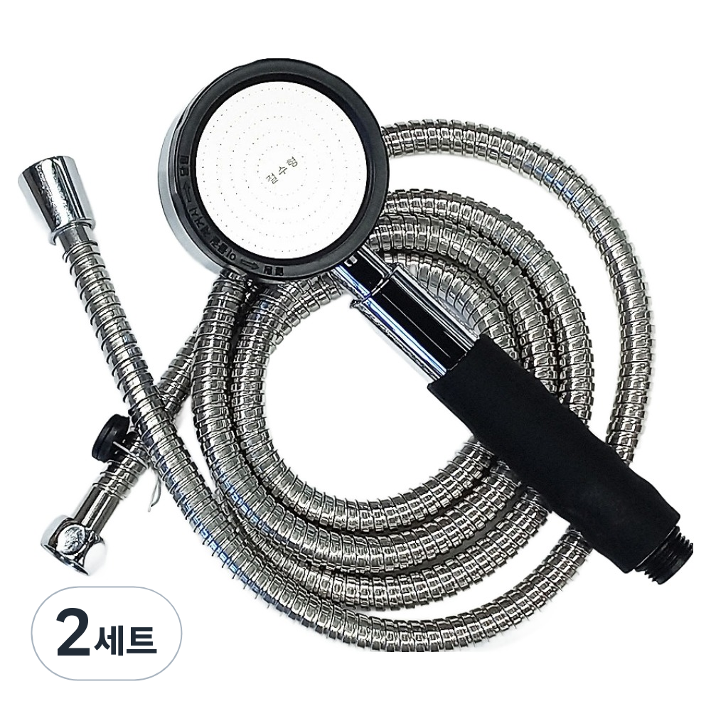 콤마드림 샤워 헤드 + 호스 2m 세트, 실버블랙, 2세트 25,250원