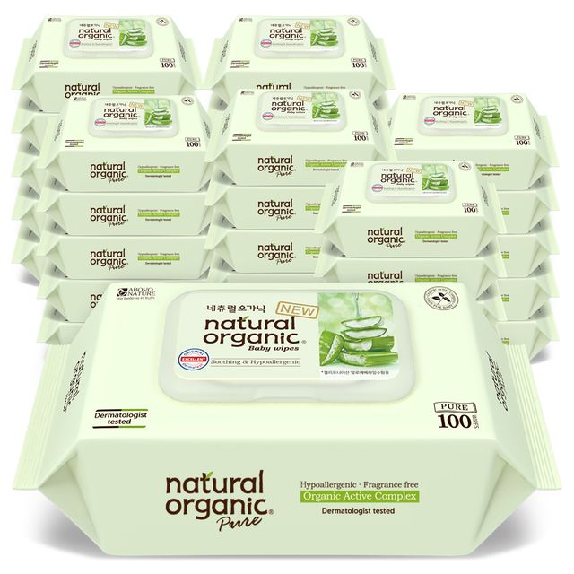 네츄럴오가닉 퓨어 플레인 유아물티슈 스마트캡형 32,100원