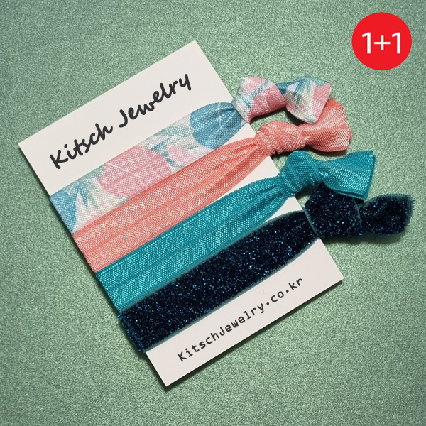 [키치쥬얼리] 엘라스틱 헤어타이 핑크빅리프 4SET 4,900원