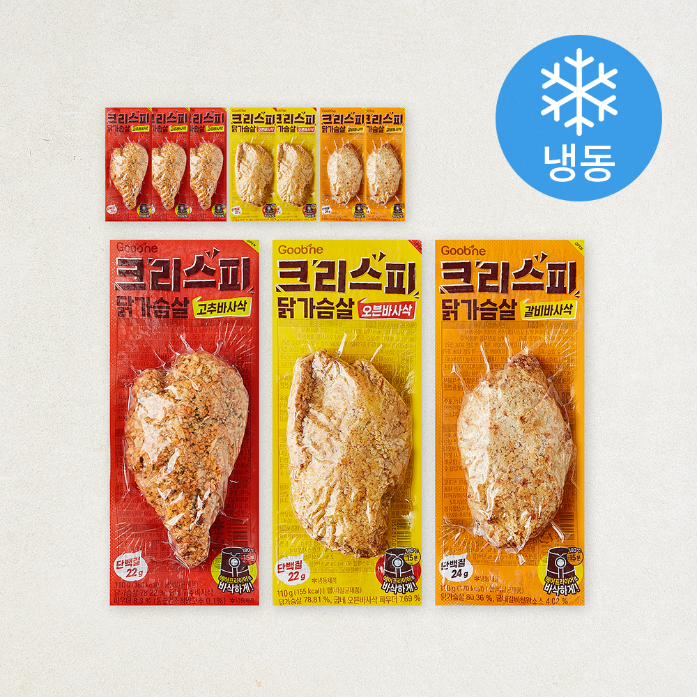 [로켓프레시] 굽네 크리스피 닭가슴살 3종 세트(냉동), 1개 25,500원