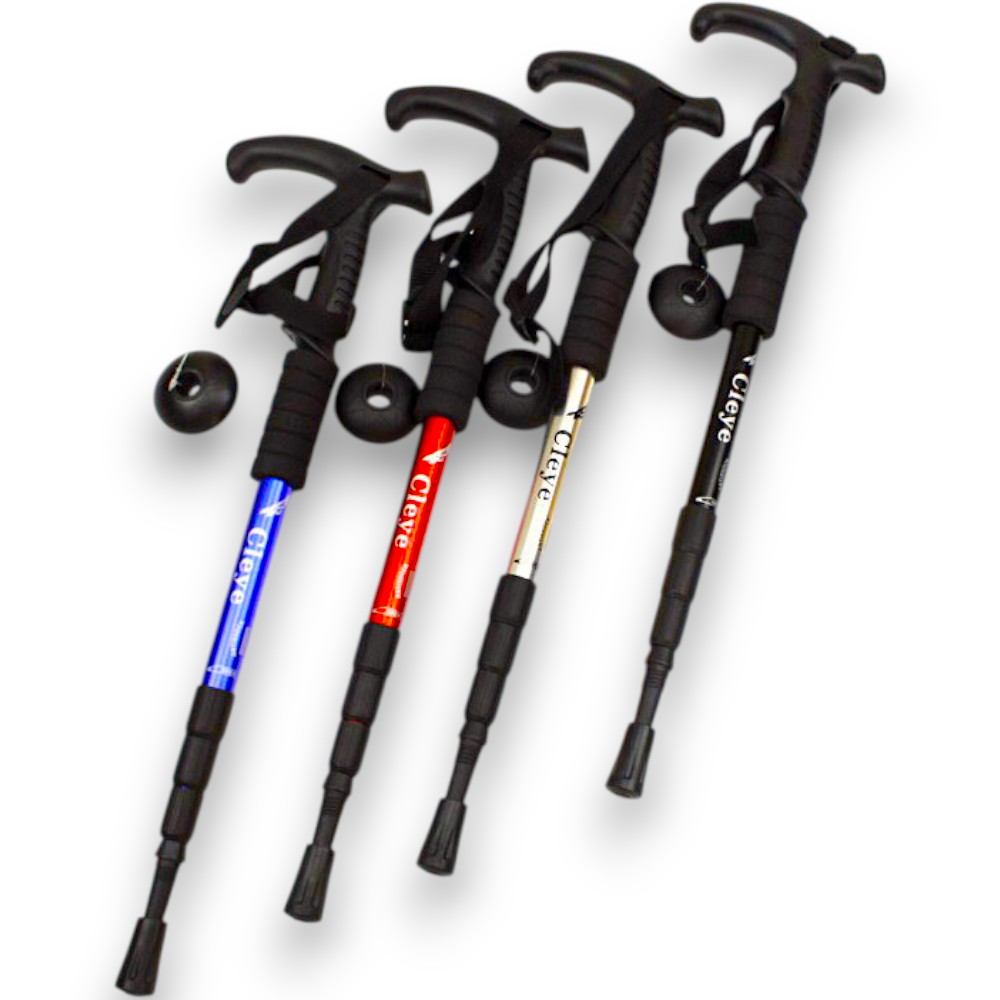 듀랄루민 초경량 등산스틱 4단 접이식 일자형 T자형 등산 지팡이, 블랙, 현재가 19,600원