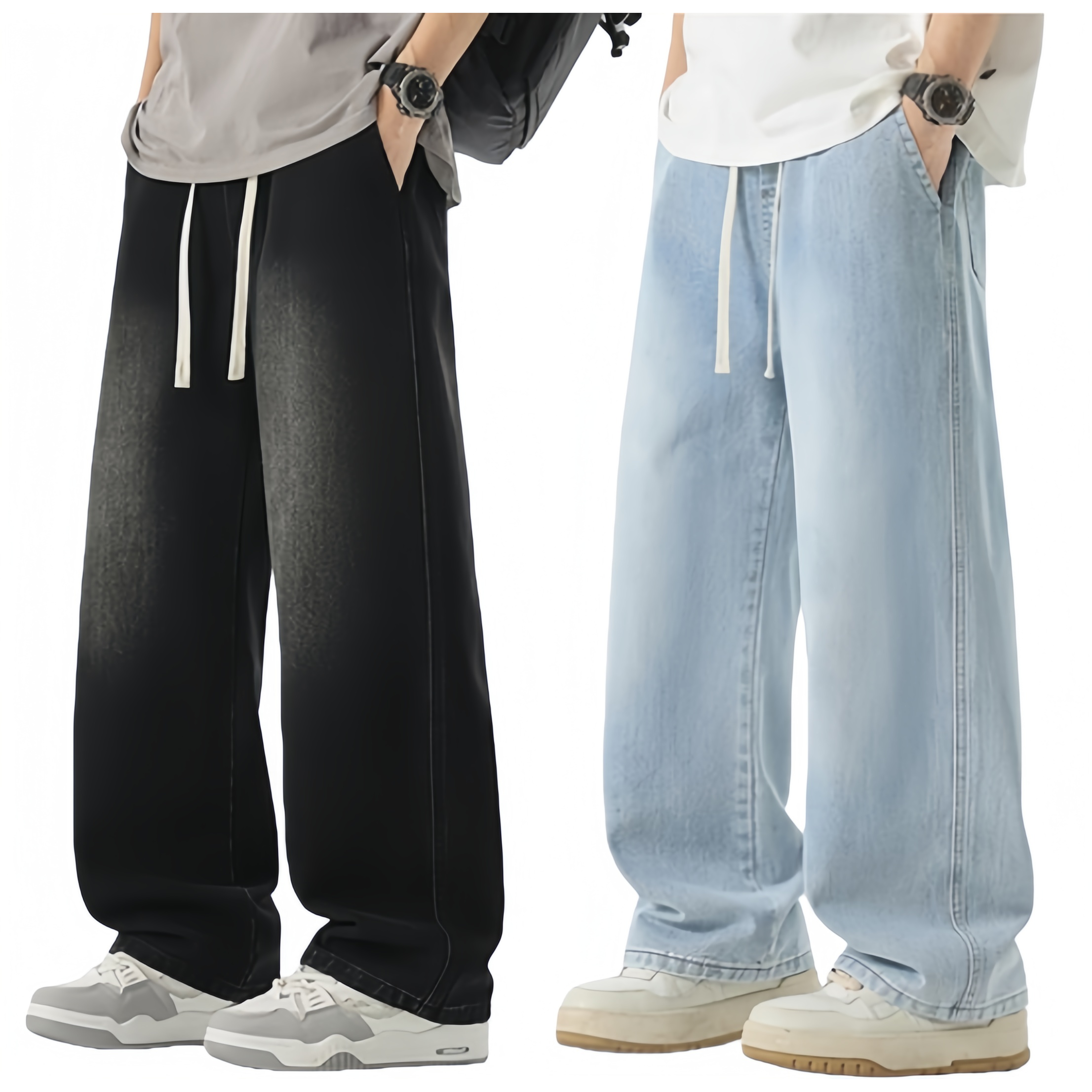 BDICOOL 남성 데님 팬츠 1+1 청바지 세미 와이드 밴딩 롱 데님 일자 팬츠 BK113 46,900원