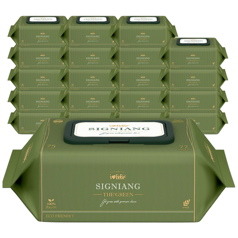 아이러브베베 시그니앙 75g 더그린 77매 20팩 캡형 아기물티슈 34,900원