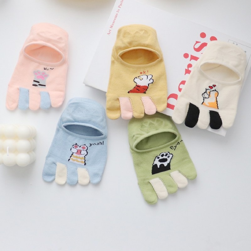 여성발가락양말 쫀쫀한 캐릭터 면 발가락덧신 5켤레세트 13,900원