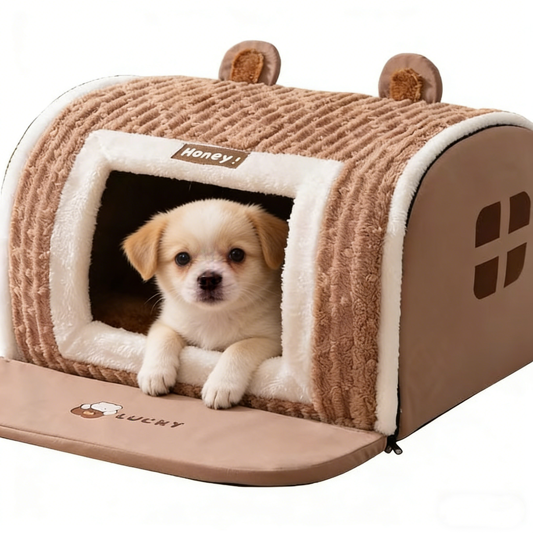 타오진 강아지집 보온 강화 예쁜 견집 반려동물 쿠션, 브라운, 1개 47,900원