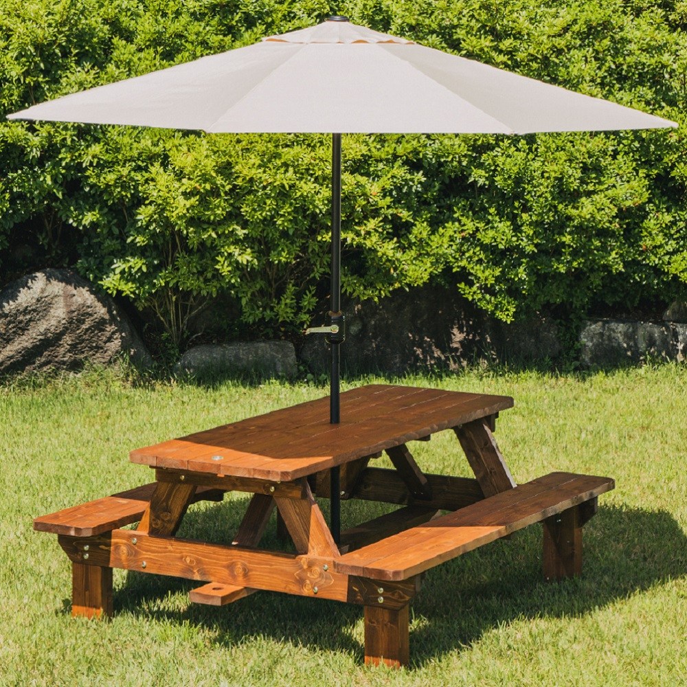 엉클트리 100% 통원목 일체형 야외 테이블 세트 (튼튼한 2중접합 구조) 249,980원