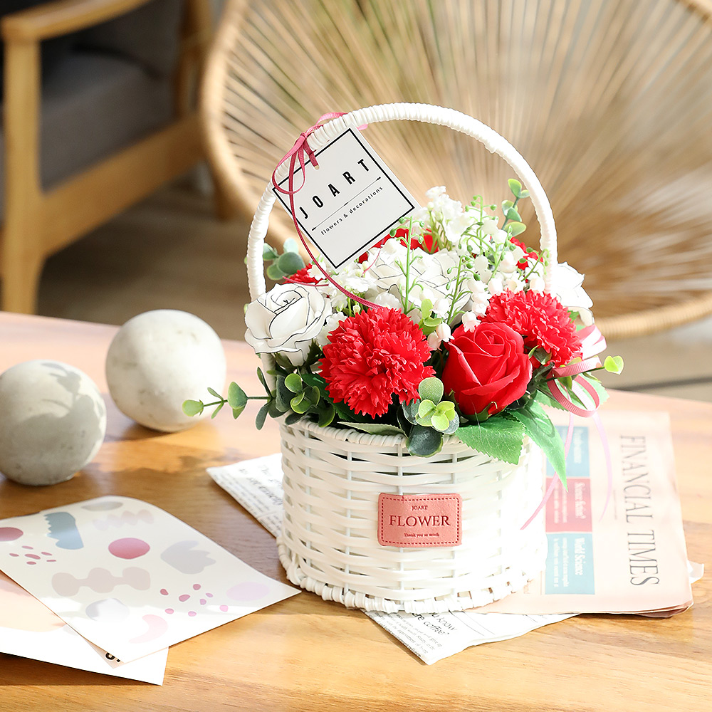 조아트 조화 어버이날 비누꽃 장미 카네이션 바구니 L 29,380원