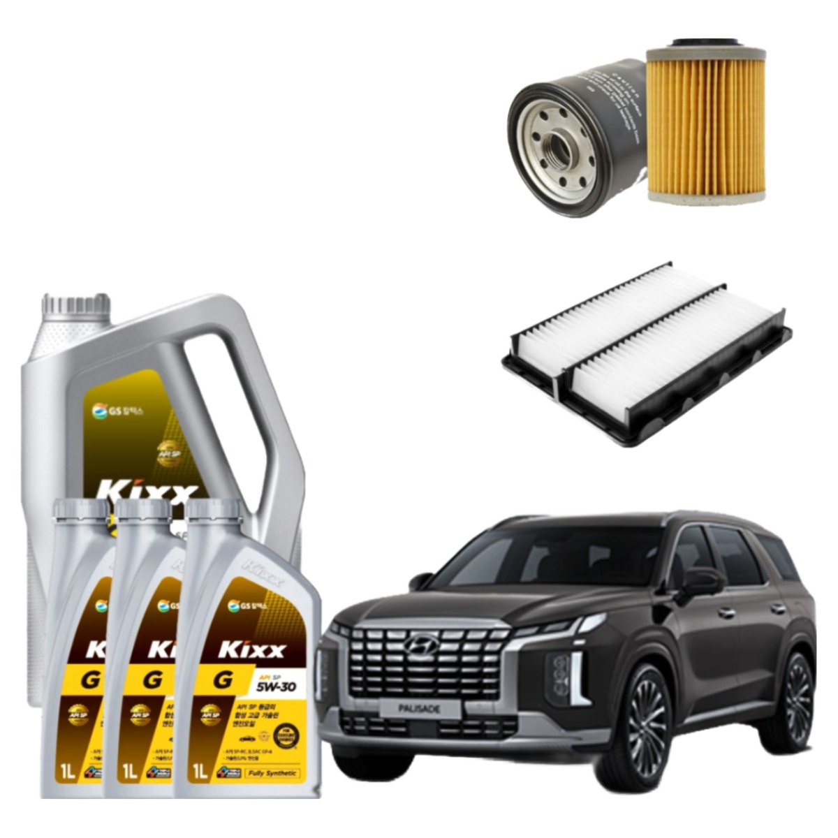 팰리세이드 3.8 가솔린 엔진오일세트 킥스G 에어필터 오일필터 순정 호환형, 7L, 5w30, 1세트 60,690원
