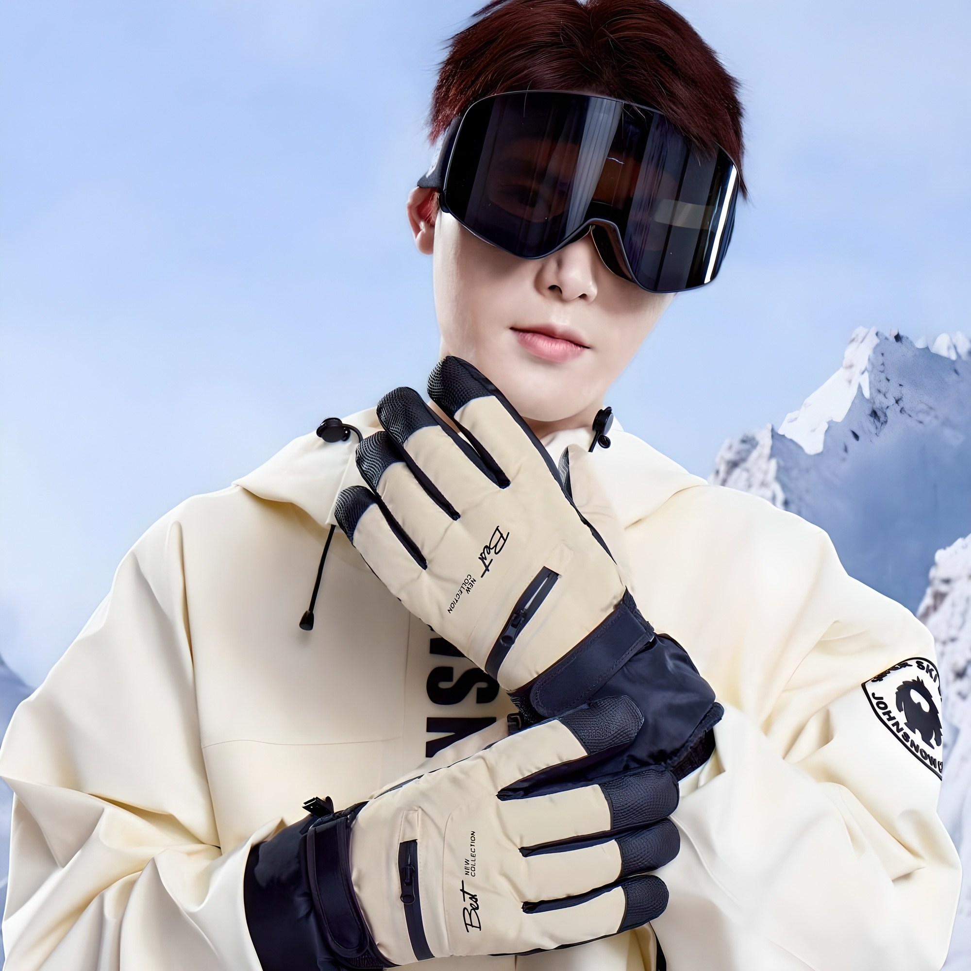 NY20 카드수납가능한 커플 스마트터치 방한 스키 보드 캠핑 장갑 15,800원