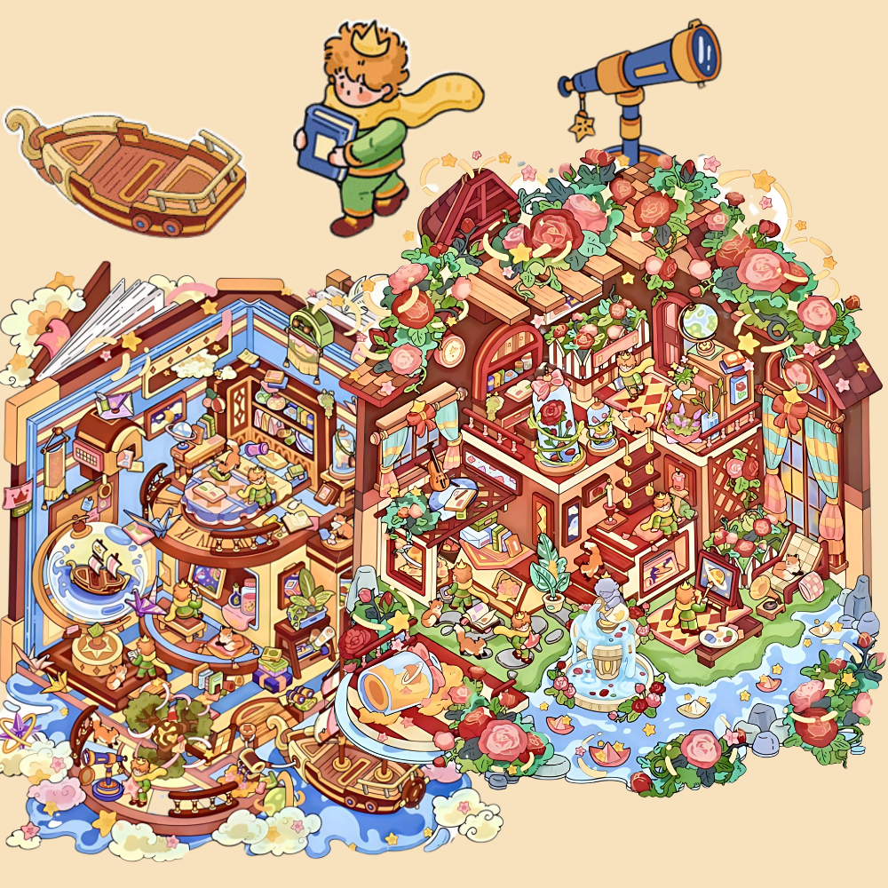 [별빛소년의 우주 일기] 숲 속 다이어리 12.0, 3D 집 꾸미기 스티커 빅사이즈 2종세트(핀셋포함), 1세트, 혼합 9,900원