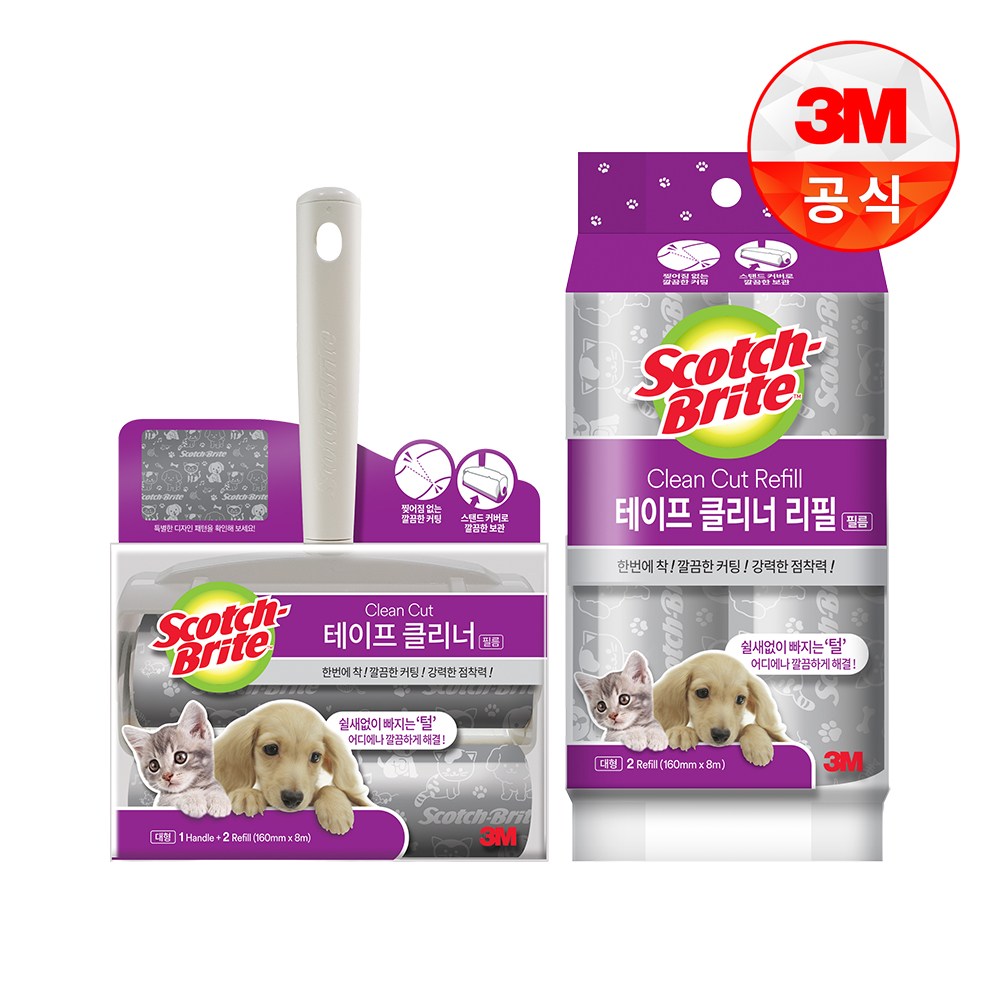 3M 클린컷 대형 강아지 털 돌돌이 청소 핸들+리필4개(펫케어) / 스카치브라이트 24,550원