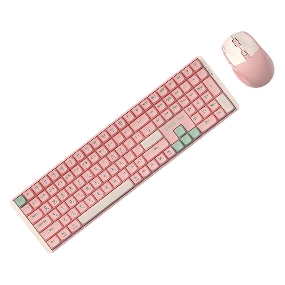 지데빌 무선 기계식 키보드 마우스 세트, 일반형, 핑크, MK850W 64,540원