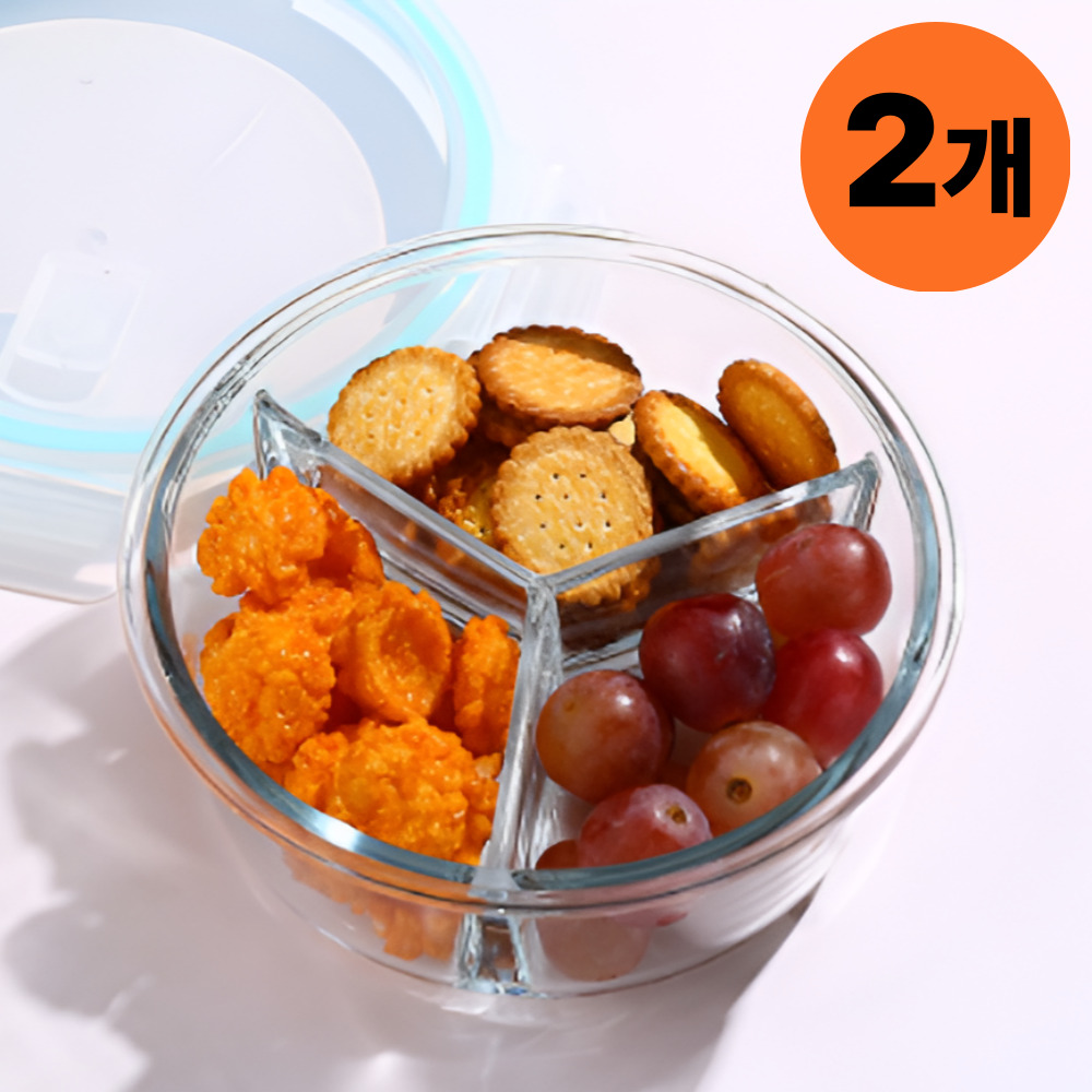 일상쏙 전자레인지 내열 유리 3칸 밀폐 나눔 반찬통 11,800원