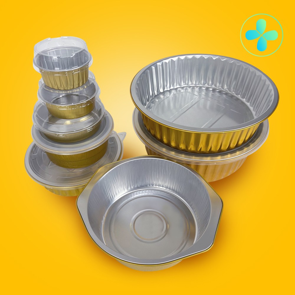 HS 원형 알루미늄 금색용기 25065호 전골냄비 파스타냄비 소스용기 일회용 캠핑 배달 박스판매, 200개 201,000원