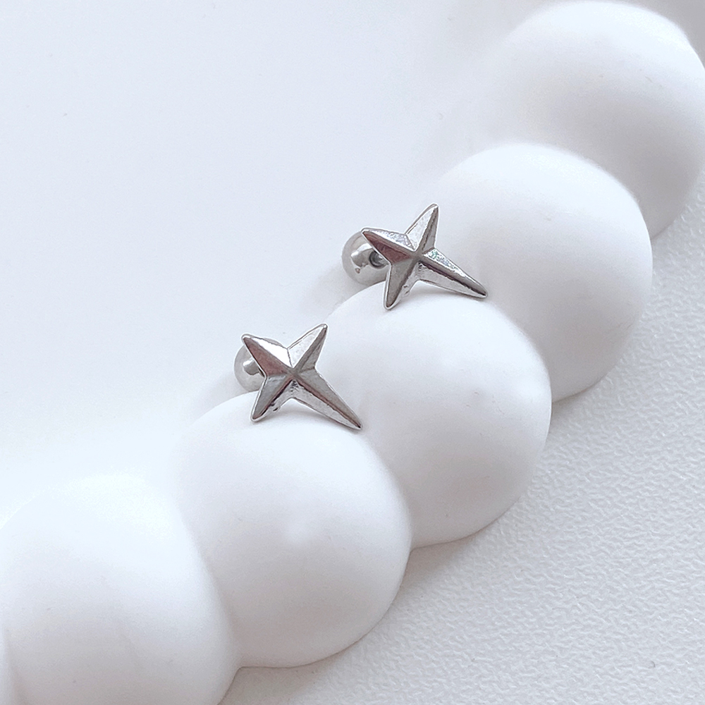 젤루나 여성용 써지컬 플랫 십자가 별 바벨 볼 피어싱 P-681 2p 8,910원