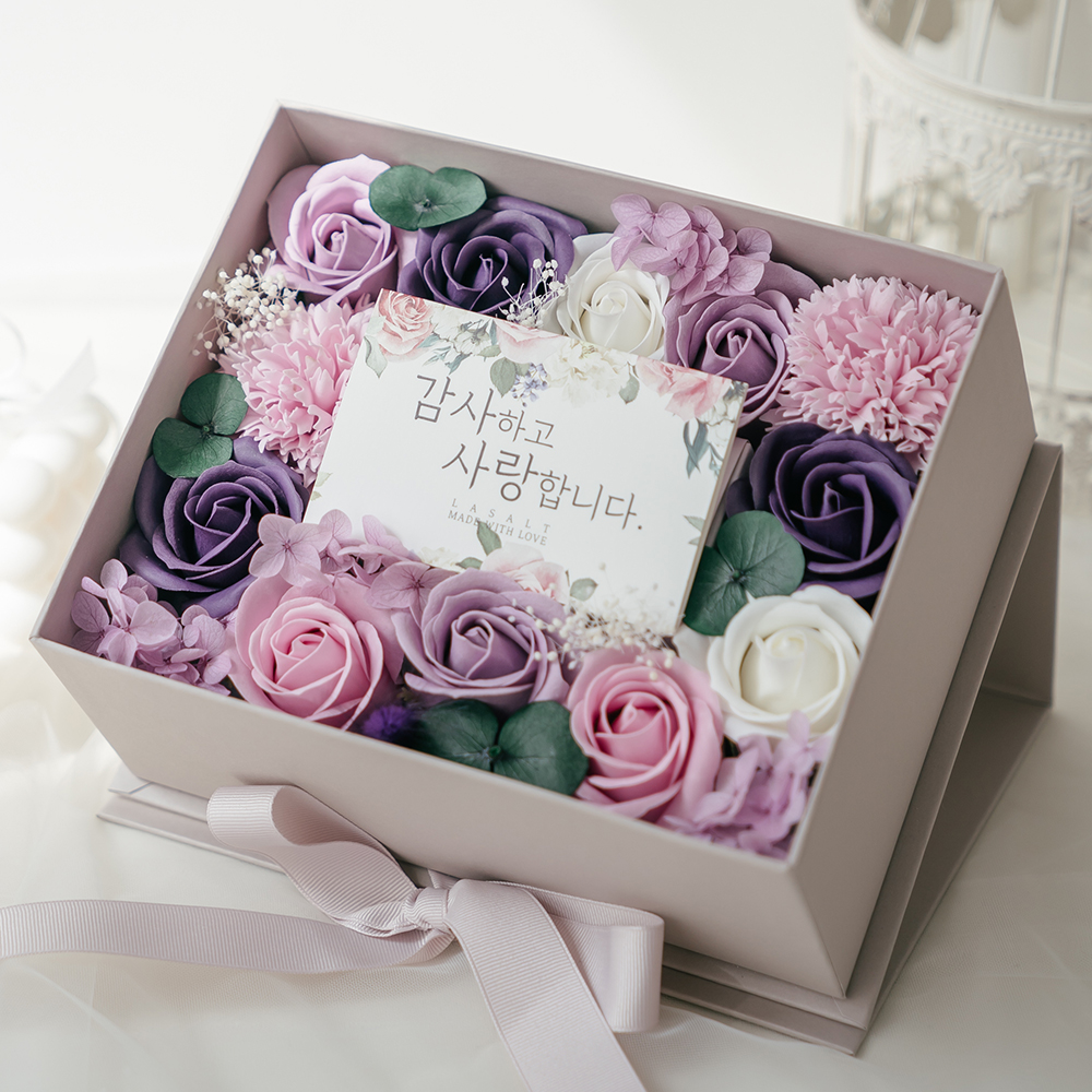 라솔트 비누꽃 플라워 반전 용돈박스 + 쇼핑백, 퍼플, 1개 27,800원
