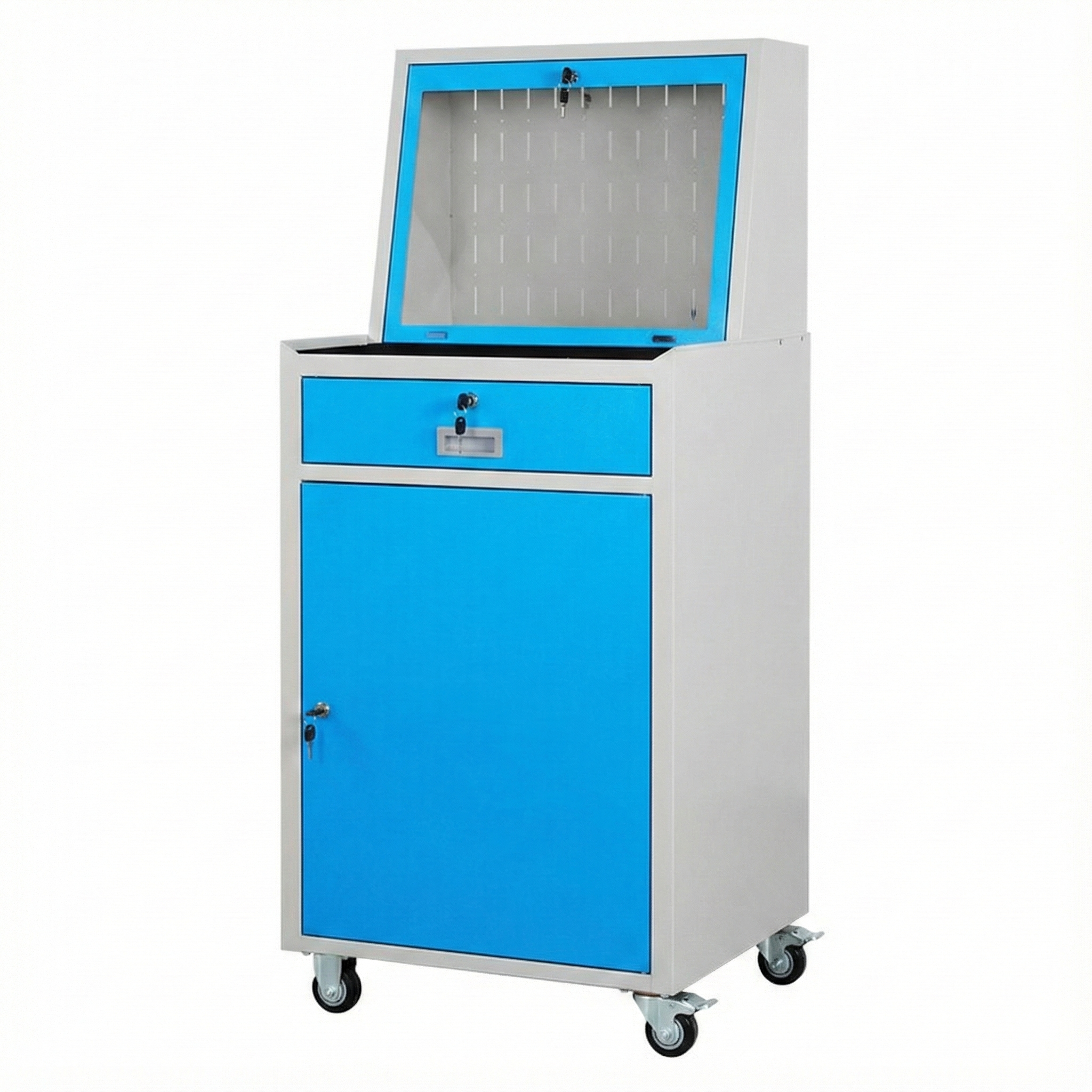 스틸캐빈 산업용 이동식 컴퓨터 수납장 데스크탑 캐비닛 PC 작업장, 1세트 550,940원