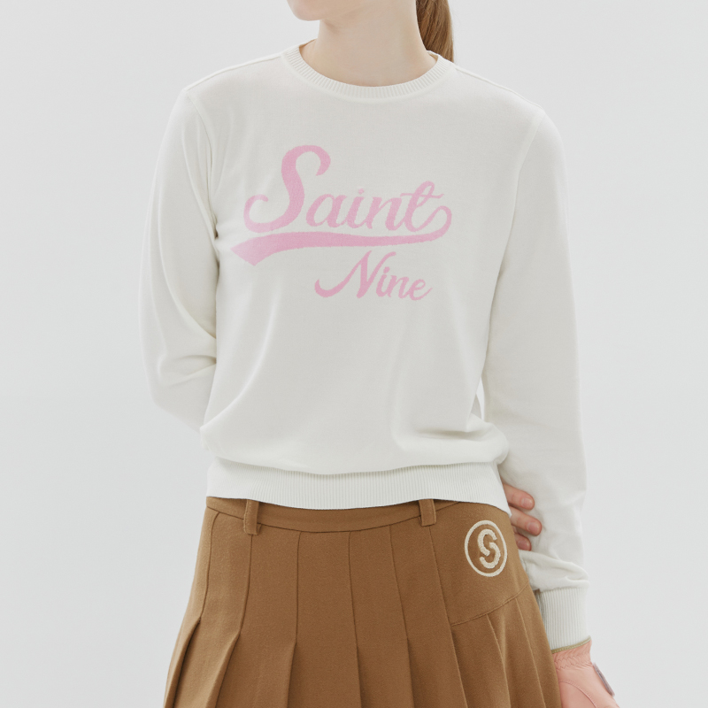 [세인트나인] 여성 레터링 라운드 스웨터 IVORY 102,730원